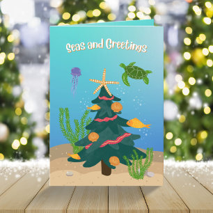Seas and Greetings Ocean Christmas Tree Non-Photo Holiday Card