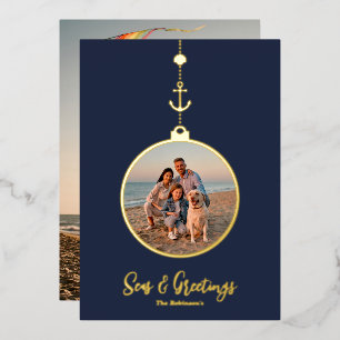 Seas and Greetings Ornament Foil Holiday Card
