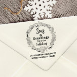 Seas and Greetings Return Address Seashell Wreath Rubber Stamp<br><div class="desc">Add a touch of coastal charm to your holiday greetings with our Seas & Greetings Seashell Return Address Rubber Stamp! This delightful stamp features a ring of beautifully detailed seashells encircling the text "Seas & Greetings from the, " leaving plenty of space for you to personalise it with your family...</div>