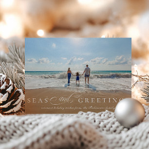 Seas and Greetings Single Photo Nautical Holiday Card