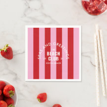 Seas And Greetings The Beach Club Pink Red Stripe