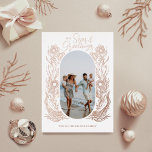 Seas & Greeting Ocean Marine Life Arch Photo Frame<br><div class="desc">Our Beautiful Seas and greeting holiday collection are inspired by the natural beauty of marine and ocean life. Our rose gold foil holiday card features our beautiful hand-drawn stylised ocean marine life captured in an elegant and whimsical design. "Seas & Greeting" is written in an elegant script font in rose...</div>