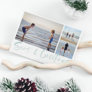 Seas & Greetings Beach Photo Collage Holiday Card