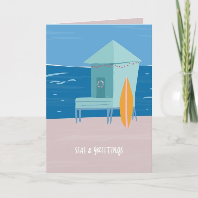 Seas & Greetings Beachy Holiday Greeting Card (Front)
