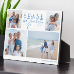 Seas & Greetings Blue Nautical Multiple Photo Plaque<br><div class="desc">Capture a cool nautical casual and coastal vibe this holiday sea-son with our coastal seaside-inspired holiday Christmas collection. Design features a four photo layout to display your beautiful family photos and vacation photos. "Seas and Greetings" is designed in a stylish costal blue typography design. Customise With your name and year....</div>