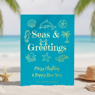 Seas & Greetings Coastal Christmas Typography