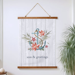 Seas & Greetings   Nautical Christmas Hanging Tapestry