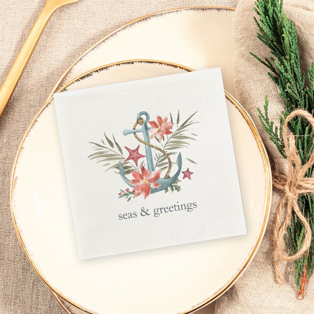 Seas & Greetings | Nautical Christmas Napkin (Creator Uploaded)
