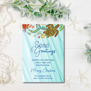Seas & Greetings Nautical Ocean Beach Christmas Holiday Card