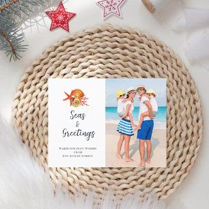 Seas & Greetings Seashell Photo Holiday Postcard