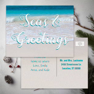 Seas n Greetings Beach Christmas Postcard