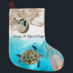 Sea's N Greetings beach ocean Large Christmas Stocking<br><div class="desc">Sea's N Greetings Beach ocean.</div>