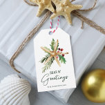 Seas N Greetings Christmas Beach Starfish<br><div class="desc">Add the finishing touch to your coastal themed gift wrapping with these delightful tropical beach “Seas n’ Greetings” gift tags,  featuring a watercolor starfish decorated with holly leaves,  berries,  and pine sprigs,  and trendy modern handwriting script.</div>