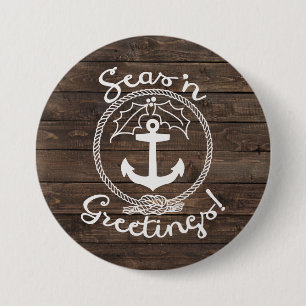 Seas 'n Greetings   Wood Planks 7.5 Cm Round Badge