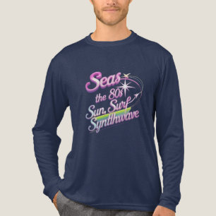 seas the 80s – Pastel Synthwave Stars Long Sleeve Tri-Blend Shirt