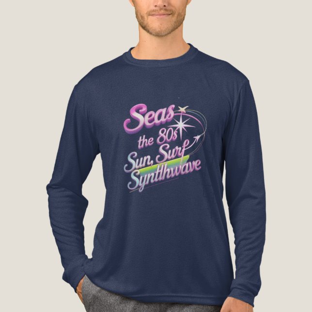 seas the 80s – Pastel Synthwave Stars Long Sleeve  Tri-Blend Shirt (Front)