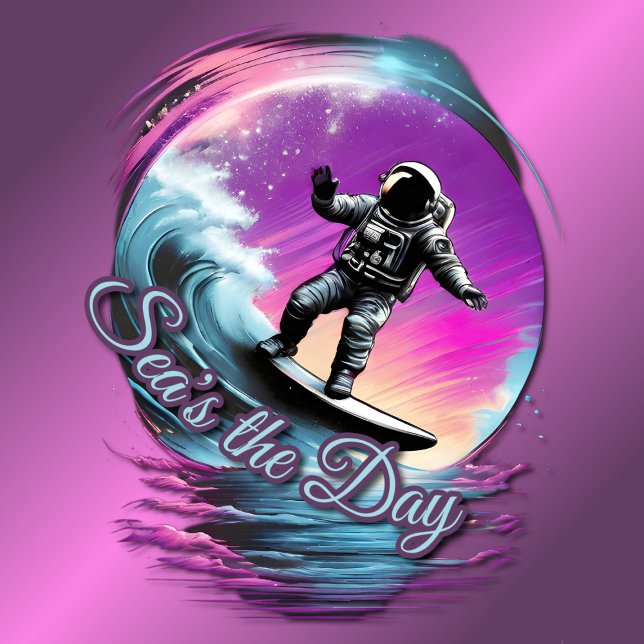 Sea's the Day Astronaut Surfing T-shirt (Creator Uploaded)