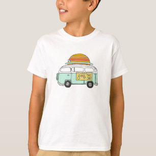 Seas the day beach ocean bus t shirt