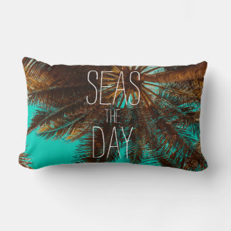 Seas The Day Beach Palm Trees Lumbar Cushion