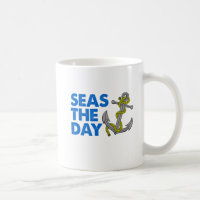 Seas The Day Cartoon Anchor Mug