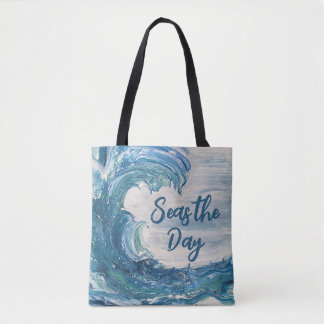 Seas the Day coastal tote bag