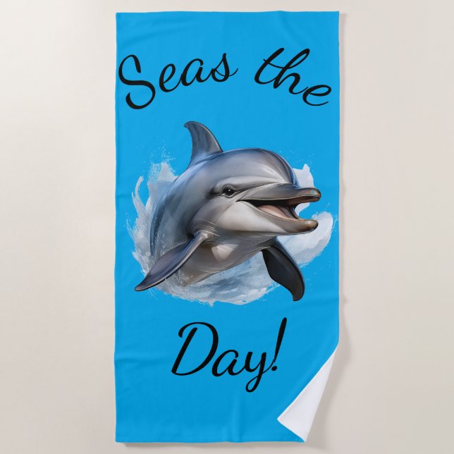 "Seas the Day!" Customisable  Beach Towel (Front)