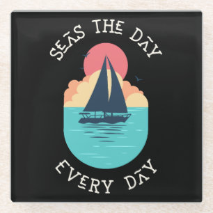 Seas the day every day Black Coaster
