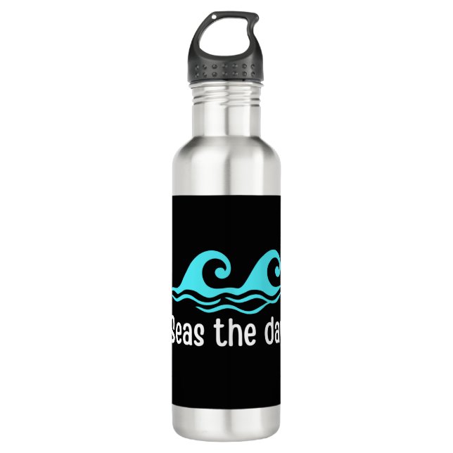 Seas The Day  Funny Ocean 710 Ml Water Bottle (Front)