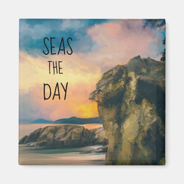 Seas the Day Inspirational Quote Magnet (Front)
