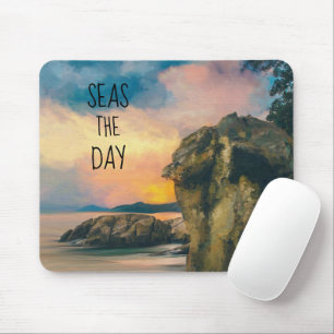 Seas the Day Inspirational Quote Mouse Pad