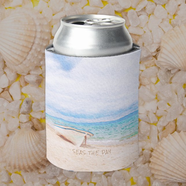 Seas The Day Nautical Beached Fishing Boat Can Cooler (Creator Uploaded)