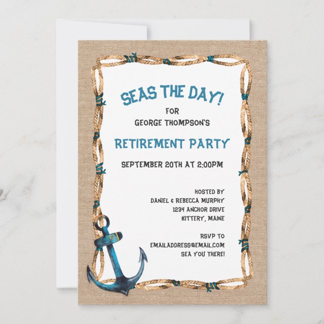 Seas the Day Nautical Retirement Invitation (Front)