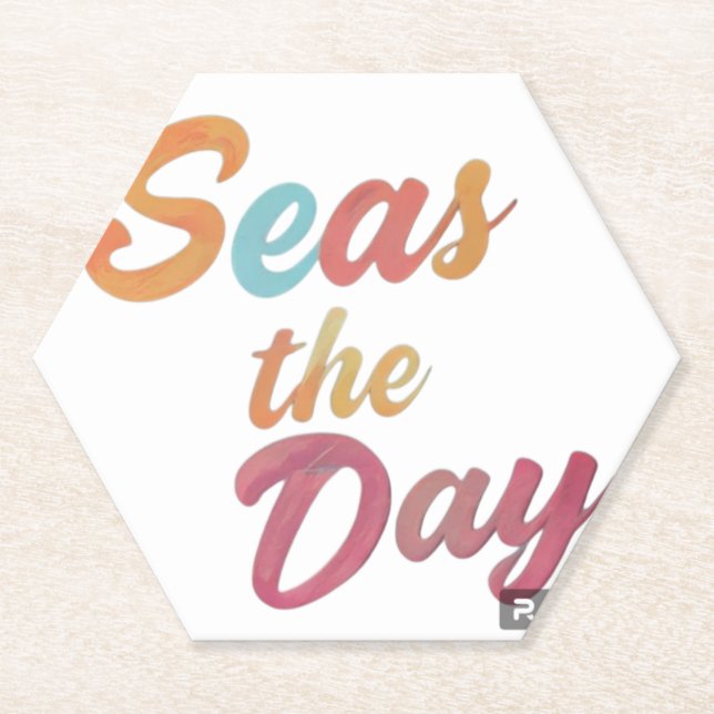 Seas the day paper coaster (Front)