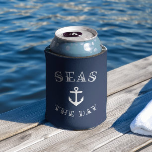 Seas the Day Personalised Beach House or Boat Can Cooler