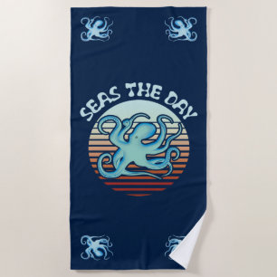 Seas The Day Summer Vibes Octopus Beach Towel