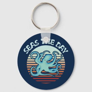 Seas The Day Summer Vibes Octopus Key Ring