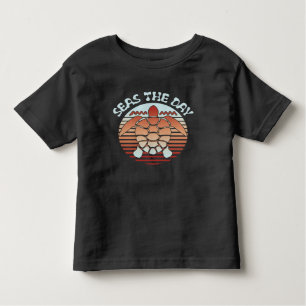 Seas The Day   Summer Vibes Turtle Toddler T-Shirt