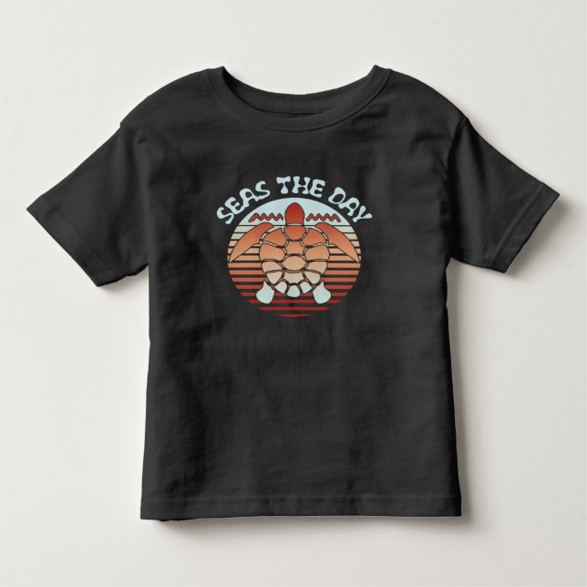 Seas The Day | Summer Vibes Turtle Toddler T-Shirt (Front)