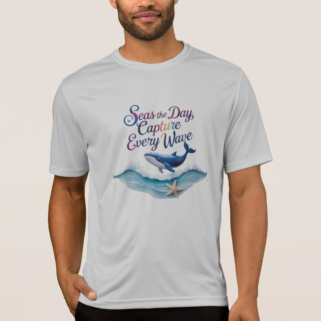 Seas the Day – Whale Wave Active Tee |Sporty Ocean (Front)