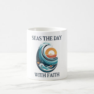 Seas The Day With Faith Classic Mug, 11 oz Coffee Mug