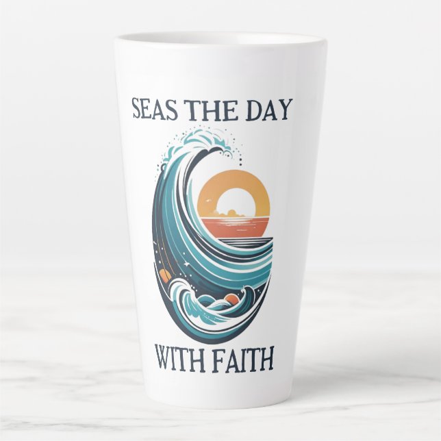 Seas The Day With Faith Latte Mug (Front)