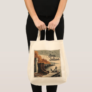 Seas The Season Vintage Nautical Fall Design Tote Bag