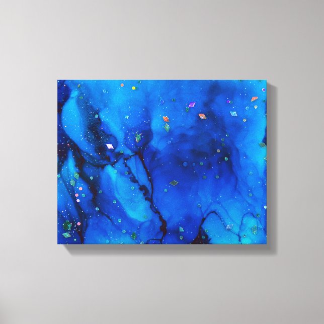 Seascape Alcohol Ink Abstract Canvas Print (Front)