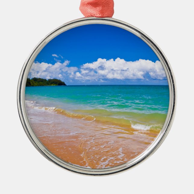 Seascape Along Hanalei Bay Metal Tree Decoration (Front)