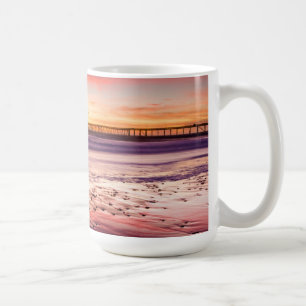 Seascape and pier at sunset, CA Coffee Mug