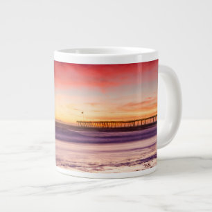 Seascape and pier at sunset, CA Large Coffee Mug