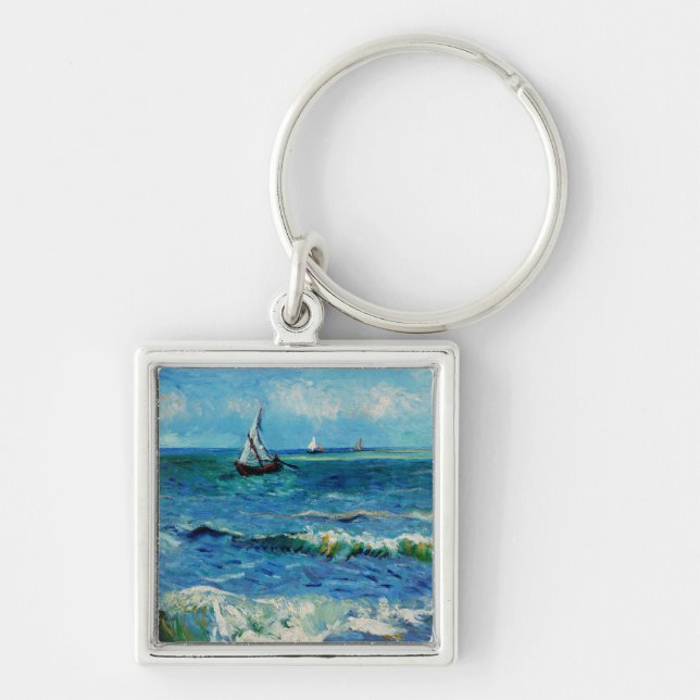 Seascape at Les Saintes-Maries Fine Art Key Ring (Front)