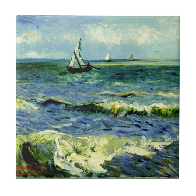 Seascape at Saintes-Maries by van Gogh Tile (Front)