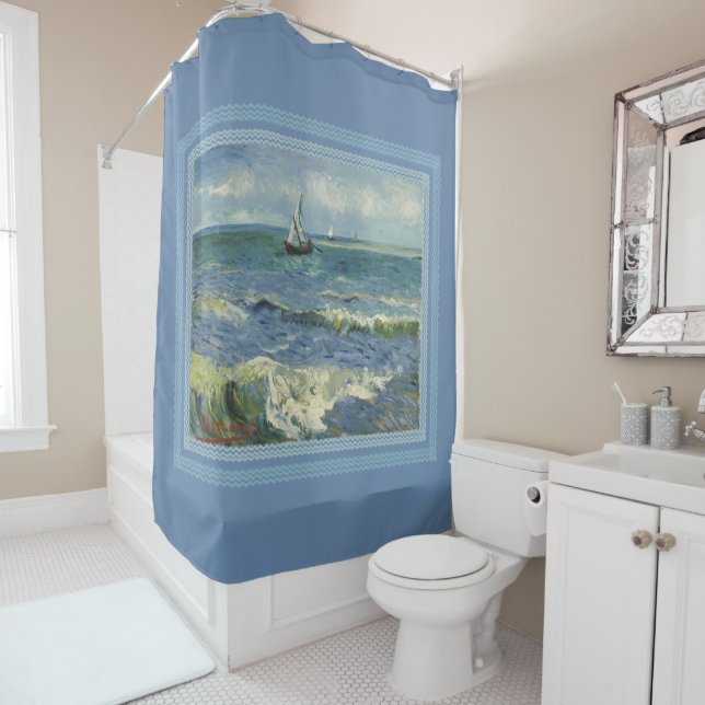 Seascape at Saintes-Maries de la Mer by van Gogh Shower Curtain (In Situ)