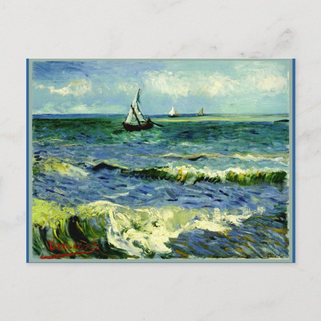 Seascape at Saintes-Maries, painting by Van Gogh Postcard (Front)
